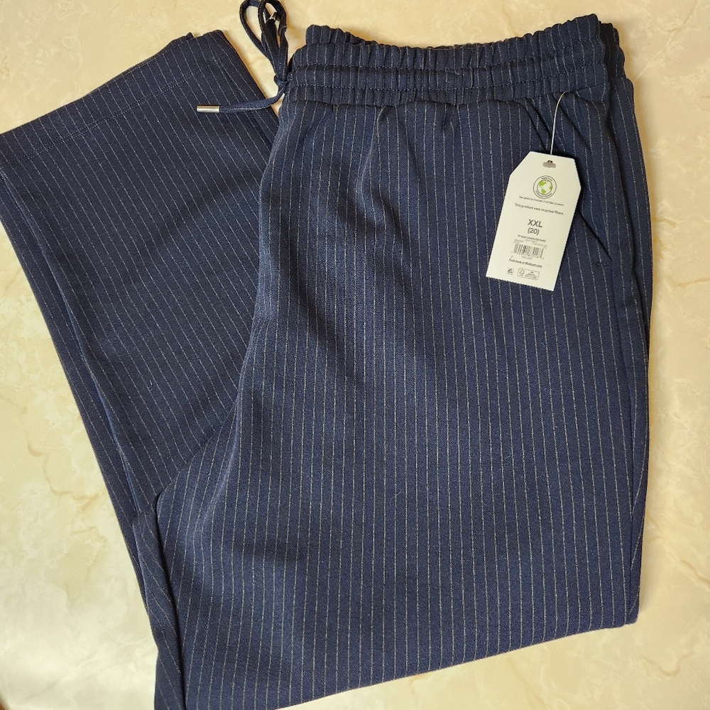 Time and Tru Navy Blue Slim Commuter Work Pant Elastic Waist XXL New